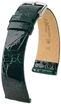 Leren riempje Hirsch Prestige 02208140-2, groen, krokodillenhuid, Quick Release