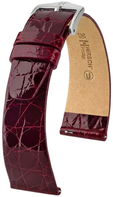 Leren riempje Hirsch Prestige 02208160-2, rood, krokodillenhuid, Quick Release