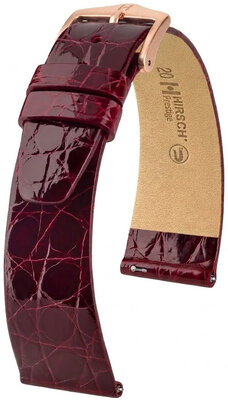 Leren riempje Hirsch Prestige 02208160-7, rood, krokodillenhuid, Quick Release