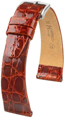 Leren riempje Hirsch Prestige 02208170-2, bruin, krokodillenhuid, Quick Release