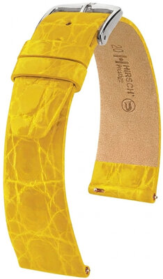 Leren riempje Hirsch Prestige 02208172-2, geel, krokodillenhuid, Quick Release