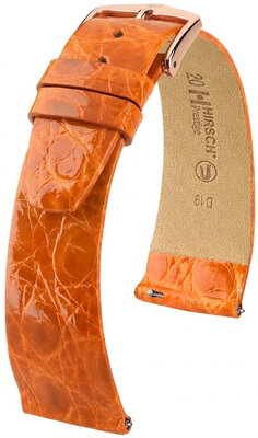 Leren riempje Hirsch Prestige 02208176-7, oranje, krokodillenhuid, Quick Release