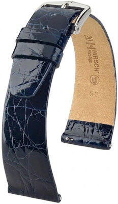 Leren riempje Hirsch Prestige 02208180-2, blauw, krokodillenhuid, Quick Release