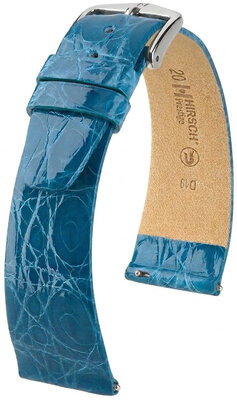 Leren riempje Hirsch Prestige 02208183-2, blauw, krokodillenhuid, Quick Release