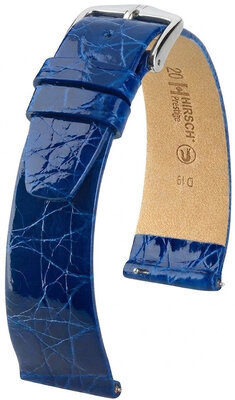 Leren riempje Hirsch Prestige 02208185-2, blauw, krokodillenhuid, Quick Release
