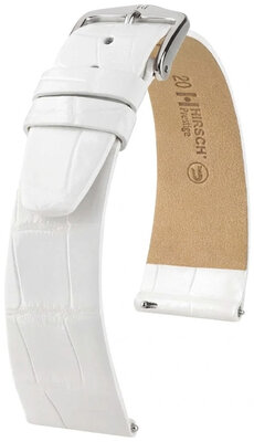 Leren riempje Hirsch Prestige 02307100-2, wit, alligator huid, Quick Release