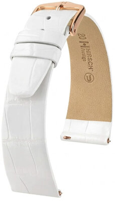 Leren riempje Hirsch Prestige 02307100-7, wit, alligator huid, Quick Release