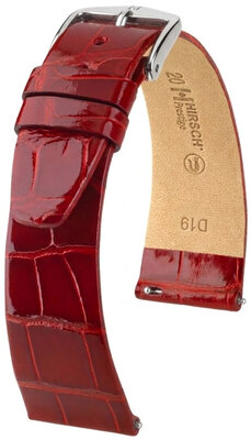 Leren riempje Hirsch Prestige 02307120-2, rood, alligator huid, Quick Release