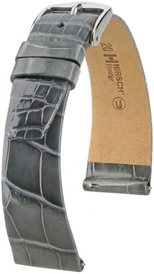 Leren riempje Hirsch Prestige 02307130-2, grijs, alligator huid, Quick Release