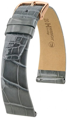 Leren riempje Hirsch Prestige 02307130-7, grijs, alligator huid, Quick Release
