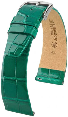 Leren riempje Hirsch Prestige 02307140-2, groen, alligator huid, Quick Release