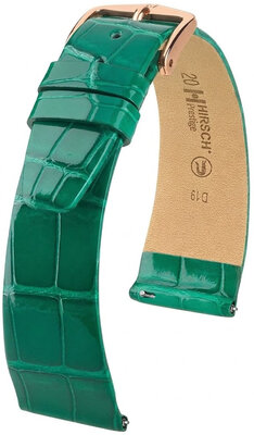 Leren riempje Hirsch Prestige 02307140-7, groen, alligator huid, Quick Release