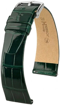 Leren riempje Hirsch Prestige 02307141-2, groen, alligator huid, Quick Release