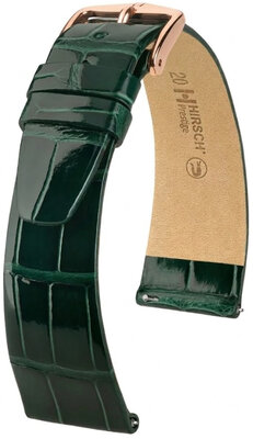 Leren riempje Hirsch Prestige 02307141-7, groen, alligator huid, Quick Release