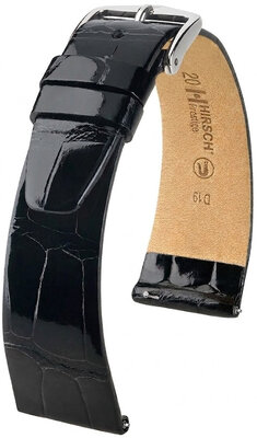 Leren riempje Hirsch Prestige 02307150-2, zwart, alligator huid, Quick Release