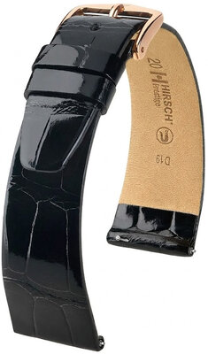 Leren riempje Hirsch Prestige 02307150-7, zwart, alligator huid, Quick Release
