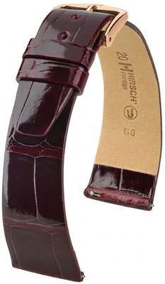 Leren riempje Hirsch Prestige 02307160-7, rood, alligator huid, Quick Release