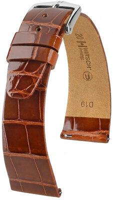 Leren riempje Hirsch Prestige 02307170-2, bruin, alligator huid, Quick Release