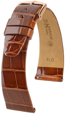 Leren riempje Hirsch Prestige 02307170-7, bruin, alligator huid, Quick Release