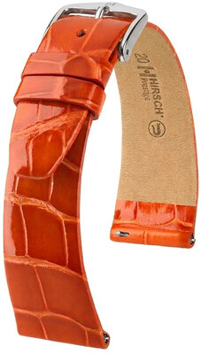 Leren riempje Hirsch Prestige 02307177-2, oranje, alligator huid, Quick Release