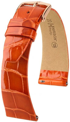 Leren riempje Hirsch Prestige 02307177-7, oranje, alligator huid, Quick Release