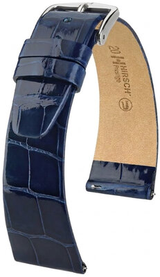 Leren riempje Hirsch Prestige 02307180-2, blauw, alligator huid, Quick Release