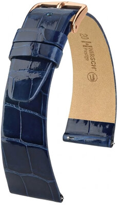 Leren riempje Hirsch Prestige 02307180-7, blauw, alligator huid, Quick Release
