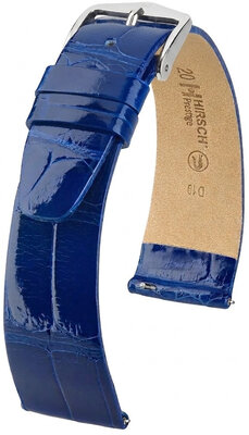 Leren riempje Hirsch Prestige 02307182-2, blauw, alligator huid, Quick Release