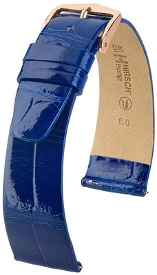 Leren riempje Hirsch Prestige 02307182-7, blauw, alligator huid, Quick Release