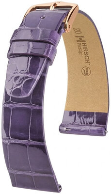 Leren riempje Hirsch Prestige 02307184-7, paars, alligator huid, Quick Release