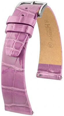 Leren riempje Hirsch Prestige 02307187-2, paars, alligator huid, Quick Release