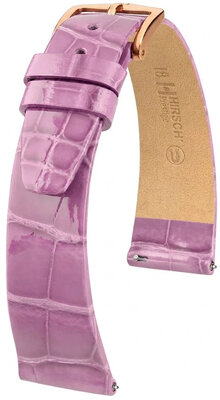 Leren riempje Hirsch Prestige 02307187-7, paars, alligator huid, Quick Release