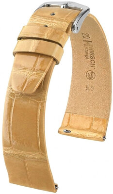 Leren riempje Hirsch Prestige 02307190-2, beige, alligator huid, Quick Release