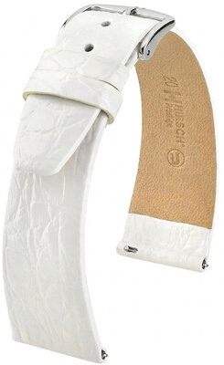 Leren riempje Hirsch Prestige 02308100-2, wit, krokodillenhuid, Quick Release