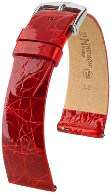Leren riempje Hirsch Prestige 02308120-2, rood, krokodillenhuid, Quick Release