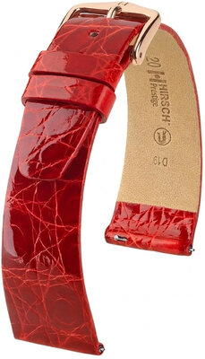 Leren riempje Hirsch Prestige 02308120-7, rood, krokodillenhuid, Quick Release