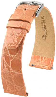 Leren riempje Hirsch Prestige 02308122-2, oranje, krokodillenhuid, Quick Release