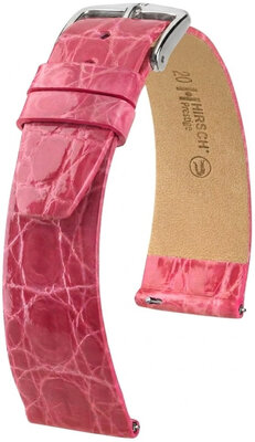 Leren riempje Hirsch Prestige 02308125-2, roze, krokodillenhuid, Quick Release