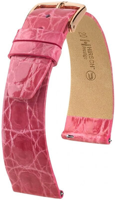 Leren riempje Hirsch Prestige 02308125-7, roze, krokodillenhuid, Quick Release