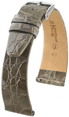 Leren riempje Hirsch Prestige 02308130-2, grijs, krokodillenhuid, Quick Release