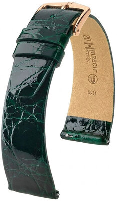 Leren riempje Hirsch Prestige 02308140-7, groen, krokodillenhuid, Quick Release