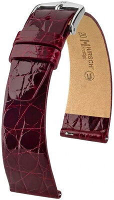Leren riempje Hirsch Prestige 02308160-2, rood, krokodillenhuid, Quick Release