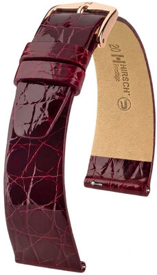 Leren riempje Hirsch Prestige 02308160-7, rood, krokodillenhuid, Quick Release