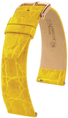Leren riempje Hirsch Prestige 02308172-7, geel, krokodillenhuid, Quick Release