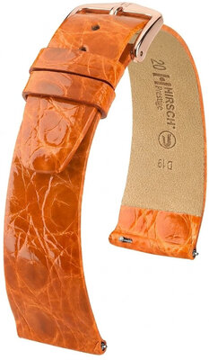 Leren riempje Hirsch Prestige 02308176-7, oranje, krokodillenhuid, Quick Release