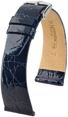 Leren riempje Hirsch Prestige 02308180-2, blauw, krokodillenhuid, Quick Release
