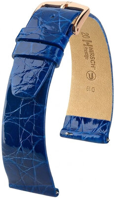 Leren riempje Hirsch Prestige 02308185-7, blauw, krokodillenhuid, Quick Release
