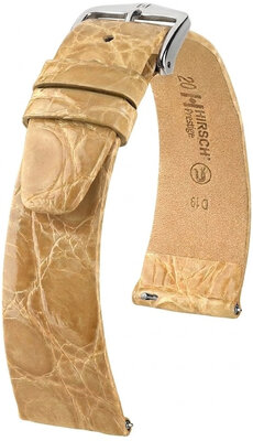 Leren riempje Hirsch Prestige 02308190-2, beige, krokodillenhuid, Quick Release