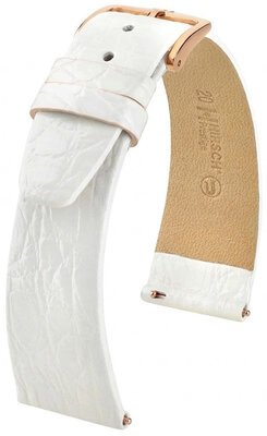 Leren horlogeband Hirsch Prestige L 02208000-7, wit, krokodillenleer, lengte L, Quick Release