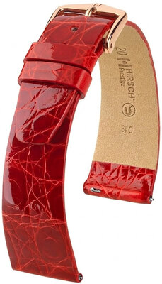 Leren horlogeband Hirsch Prestige L 02208020-7, rood, krokodillenleer, lengte L, Quick Release